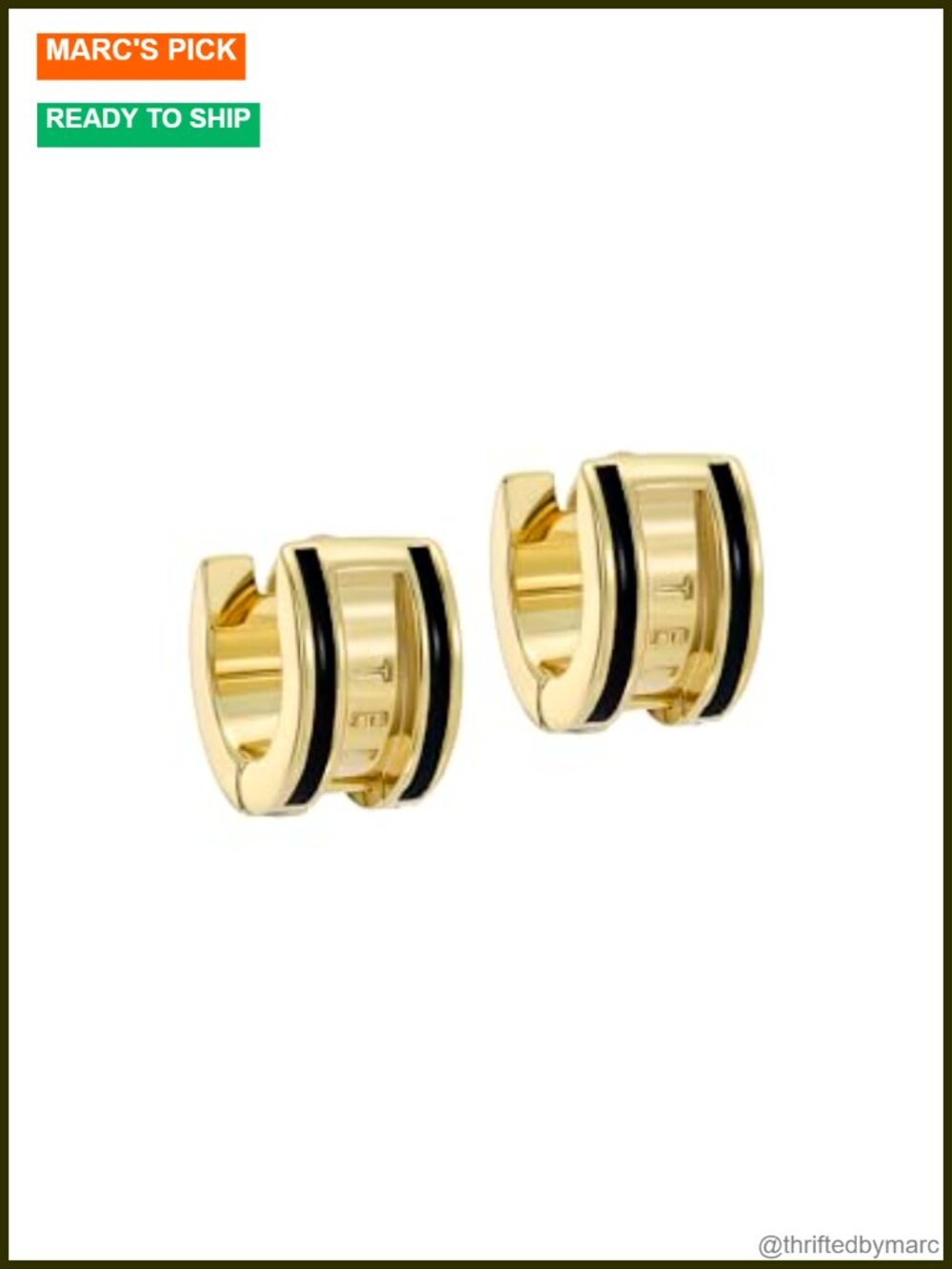 Gold Tone Plated Brass Enamel Huggie Earrings for Women
